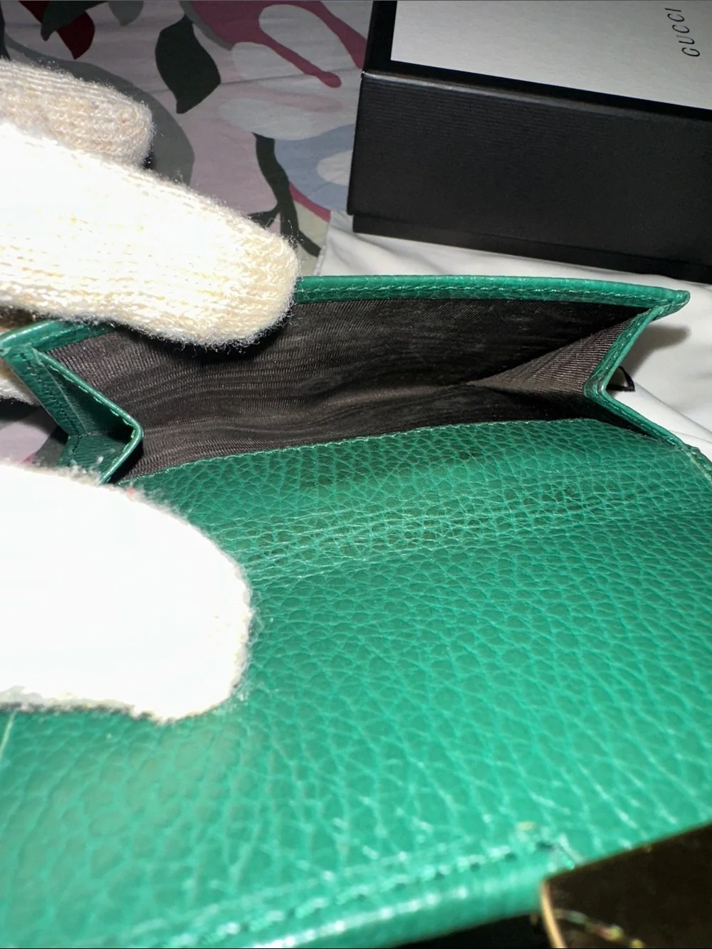 Gucci Green Pebbled Leather Wallet